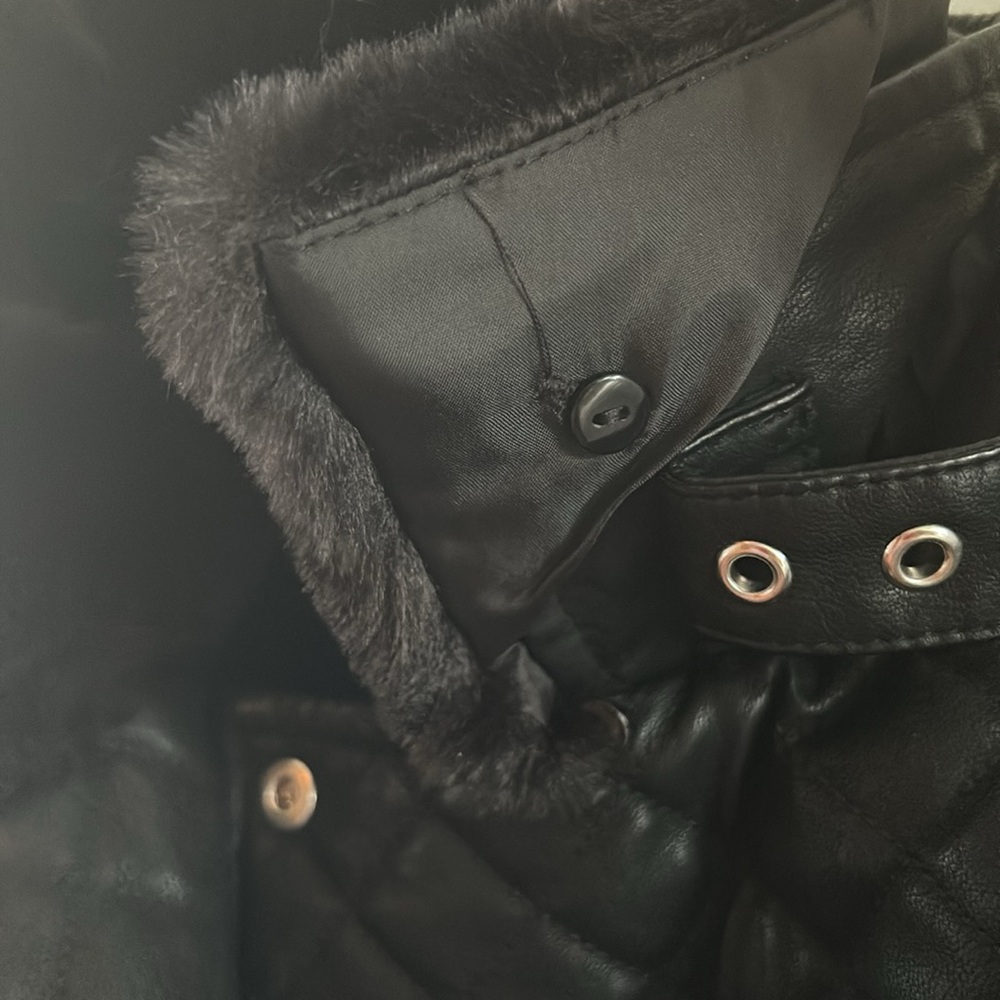 Marc New York Quilted Faux Leather Moto Jacket Faux Fur Collar S NWT - Picture 8 of 11